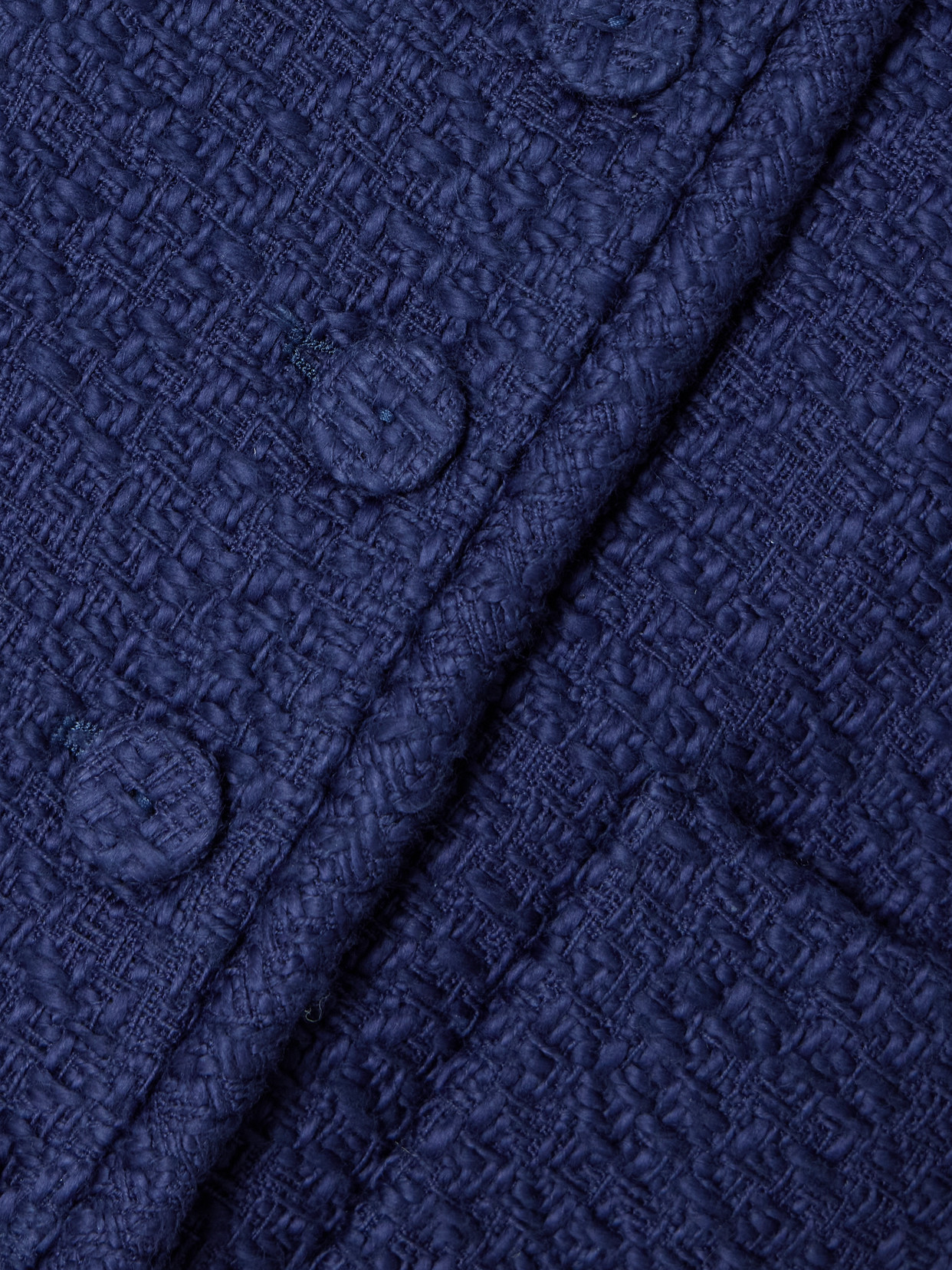 Another Tomorrow Cropped Organic Cotton-tweed Jacket In Blue