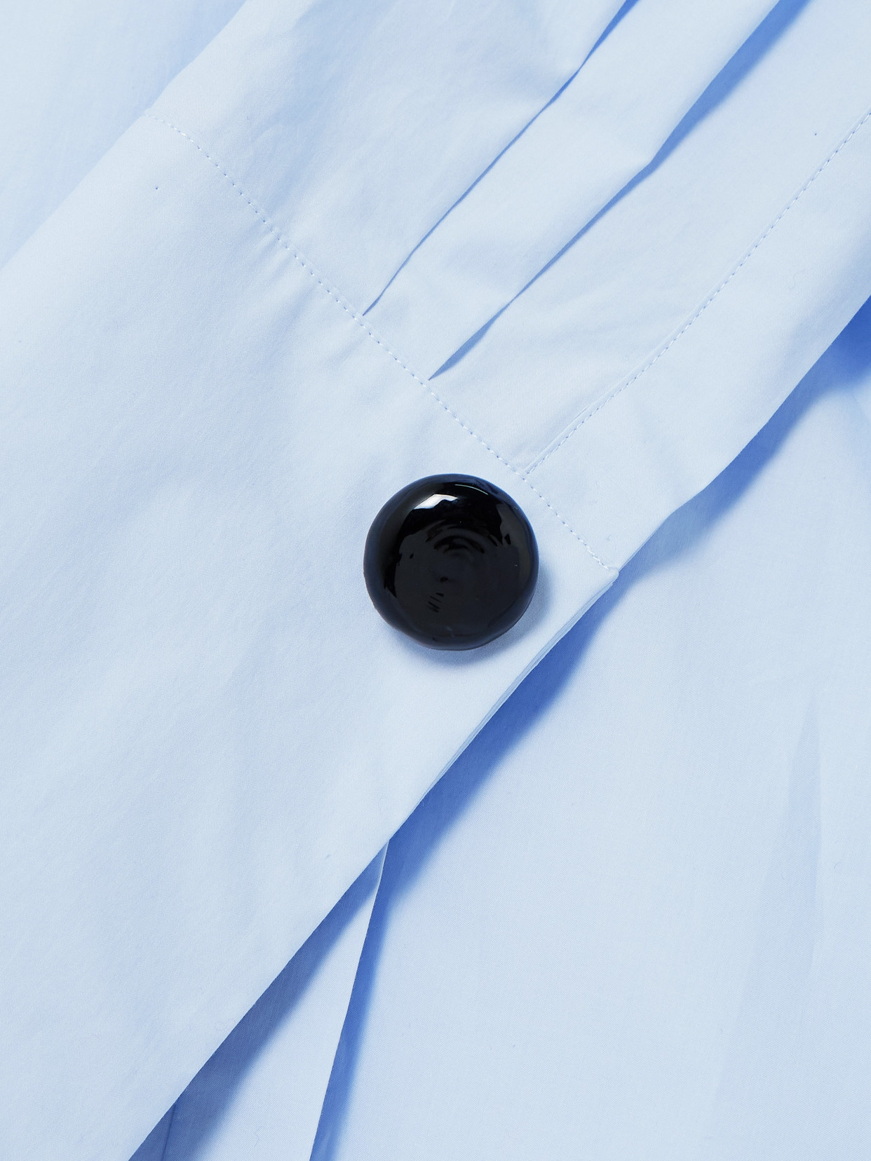 Another Tomorrow Embellished Organic Cotton-poplin Shirt In Blue