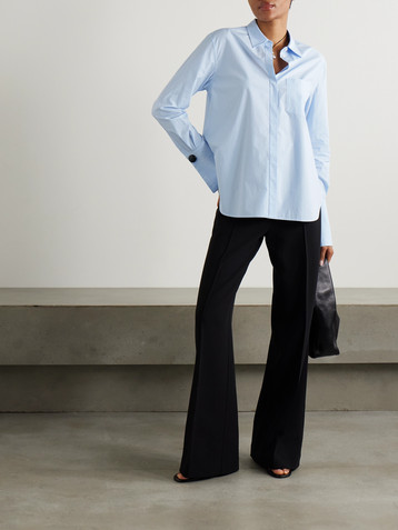 Another Tomorrow Embellished organic cotton-poplin shirt
