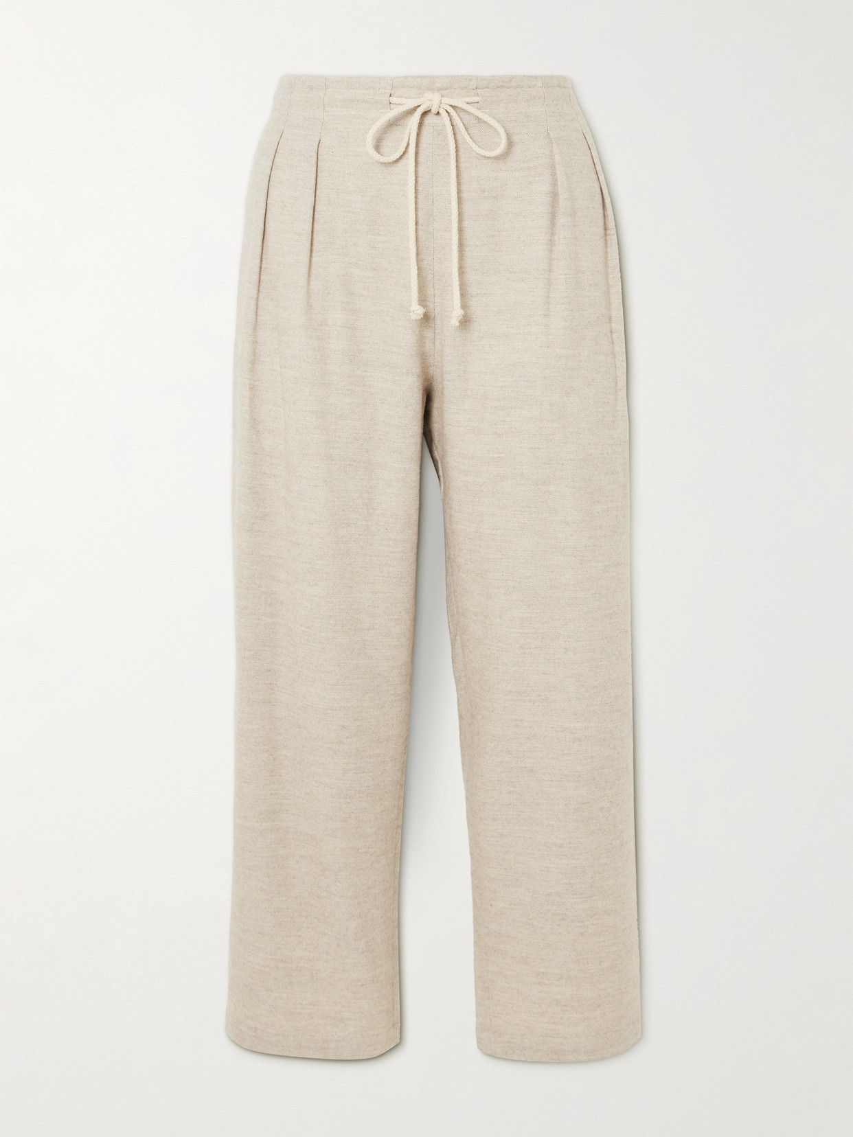 Maria McManus - Cosy Pleated Organic Cotton And Wool-blend Straight-leg Pants - Beige
