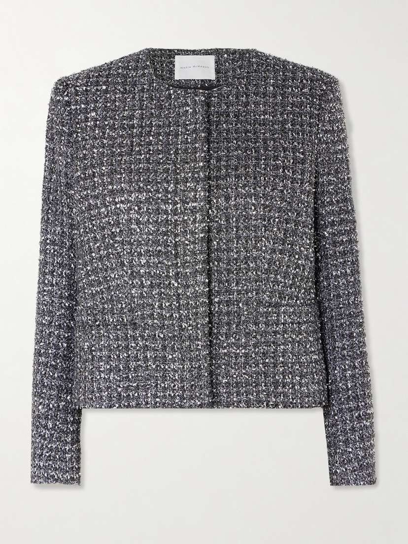 Maria McManus Sequin-embellished Metallic Tweed Jacket
