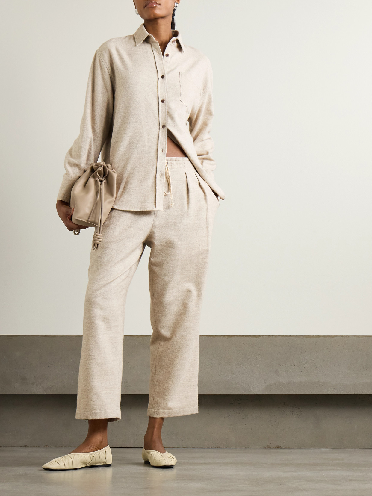 Maria Mcmanus Oversized Cotton And Wool-blend Flannel Shirt In Neutrals