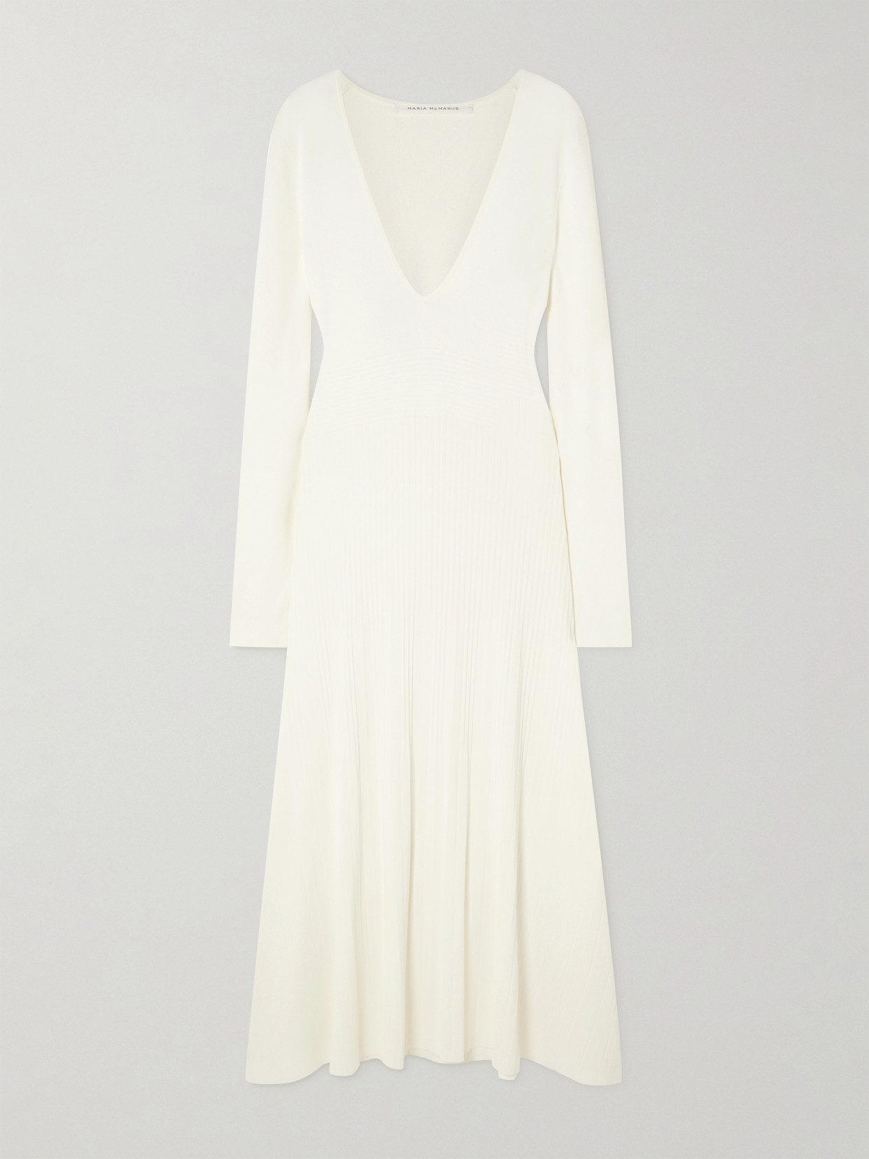 Maria Mcmanus Ribbed-knit Midi Dress In Off-white