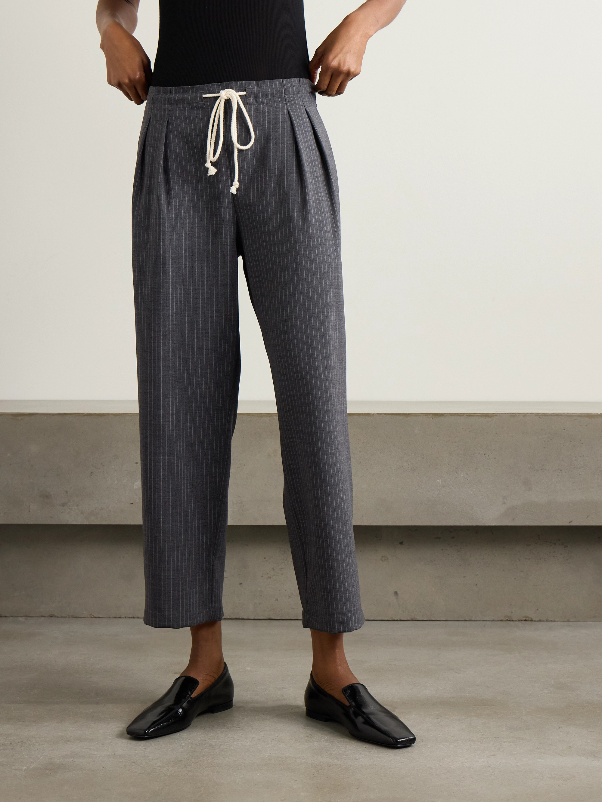 Canali Grey Fine Wool Ceremonial Multi-Pinstripe Spongebag Trousers KUMIKYOKU Wool Gray Striped Slacks [New with tags] main image 1