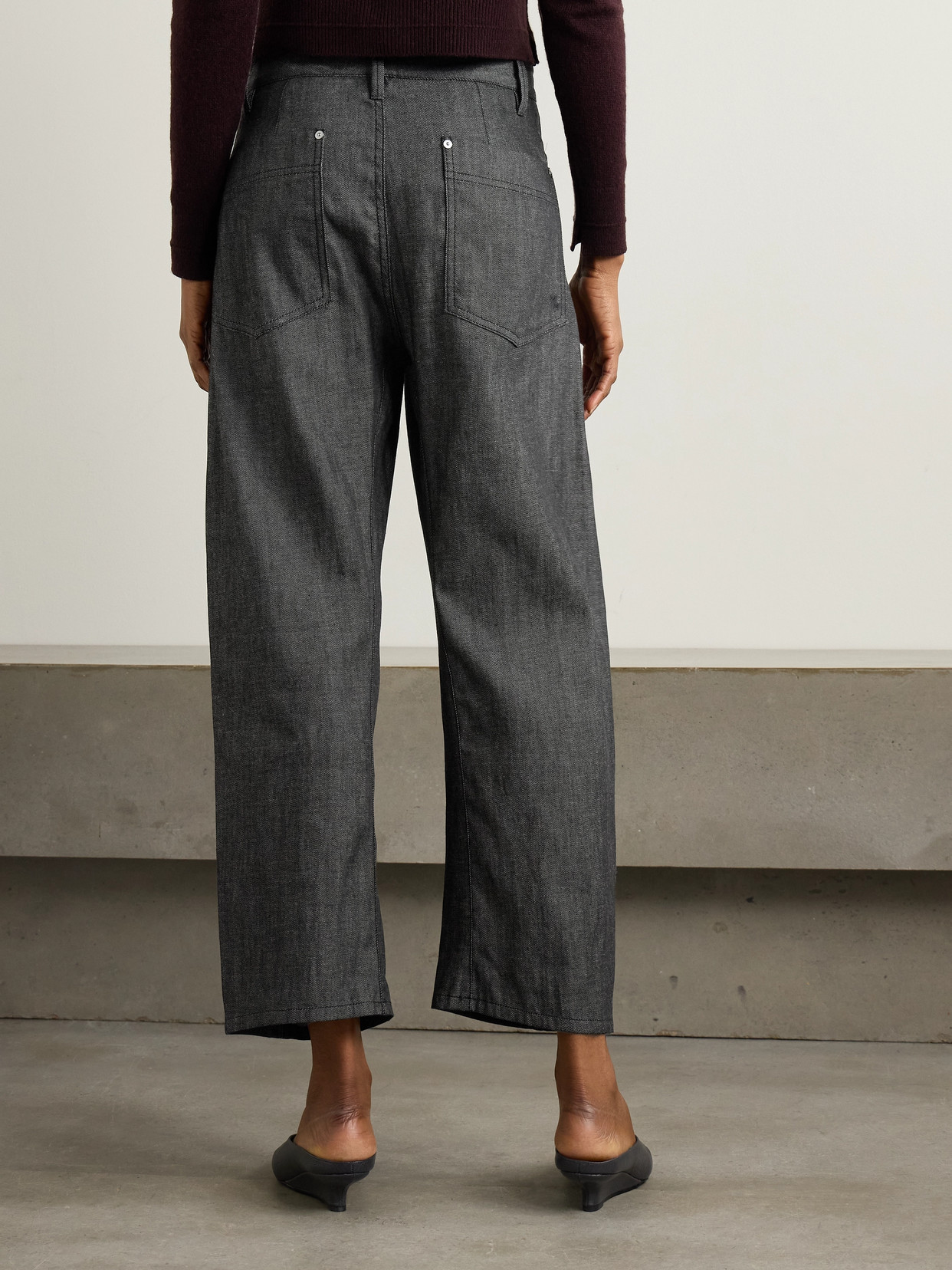 Maria Mcmanus Bow Organic High-rise Barrel-leg Jeans In Black