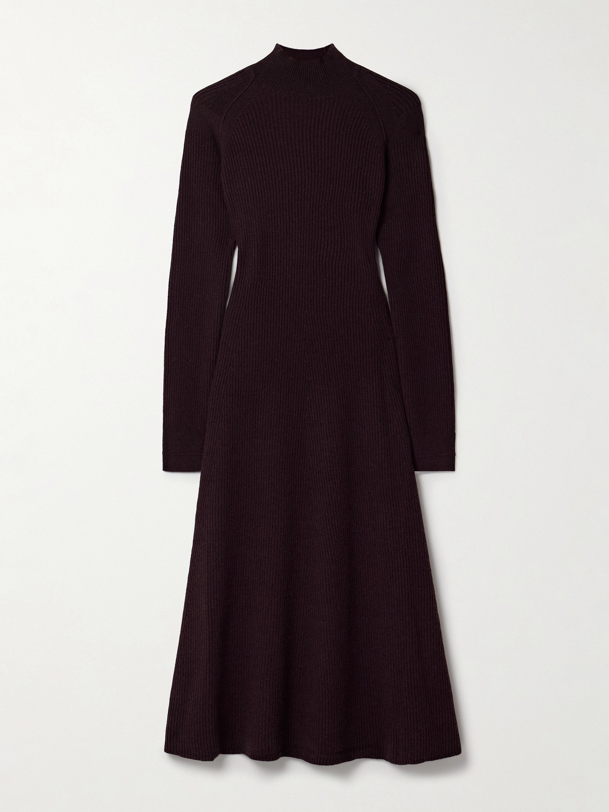 Maria Mcmanus Ribbed Recycled-cashmere And Organic Cotton-blend Turtleneck Midi Dress In Burgundy