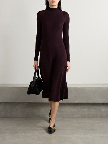 MARIA MCMANUS Ribbed recycled-cashmere and organic cotton-blend turtleneck midi dress