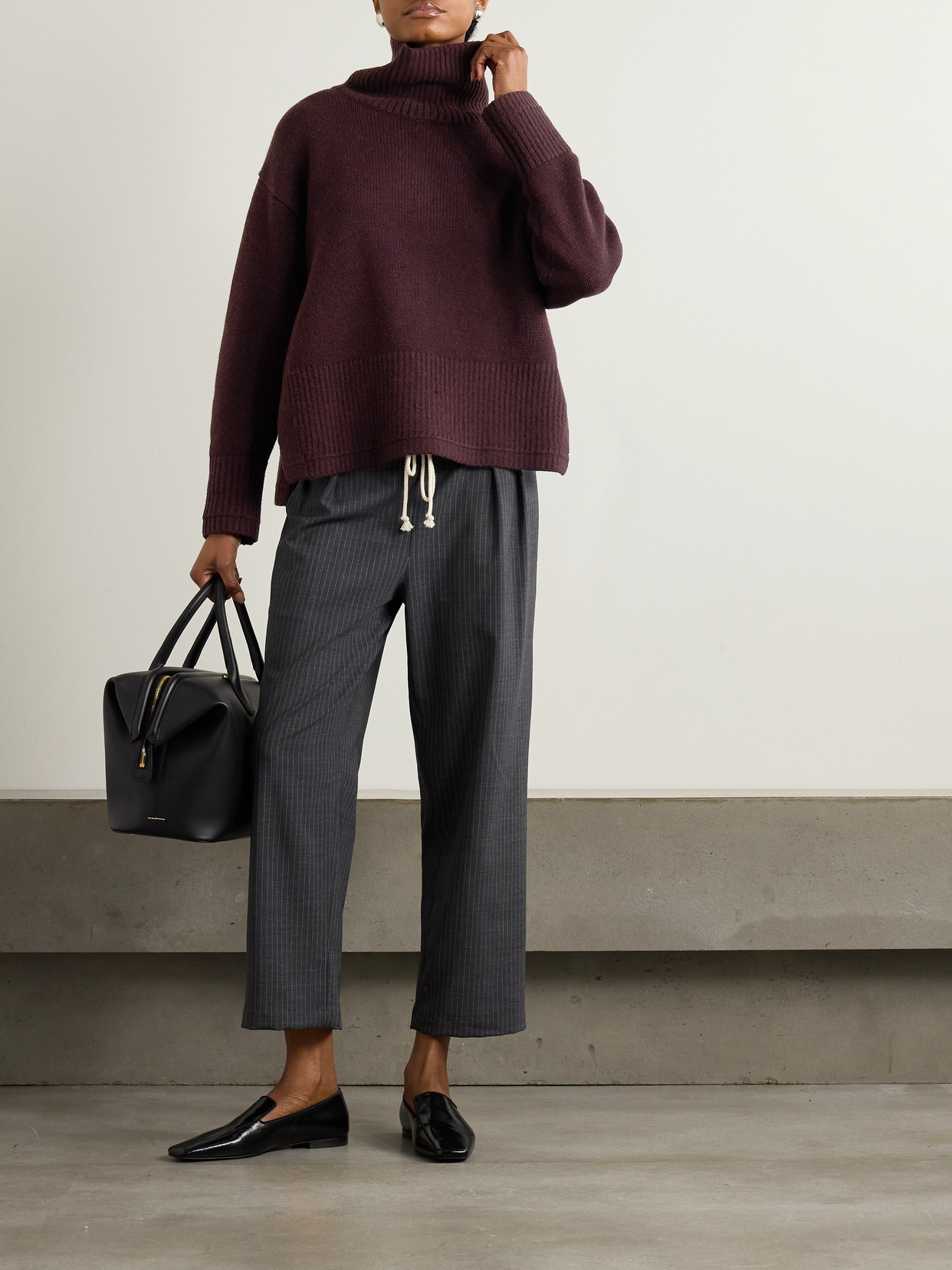 Maria Mcmanus Swing Recycled-cashmere And Organic Cotton-blend Turtleneck Sweater In Gray