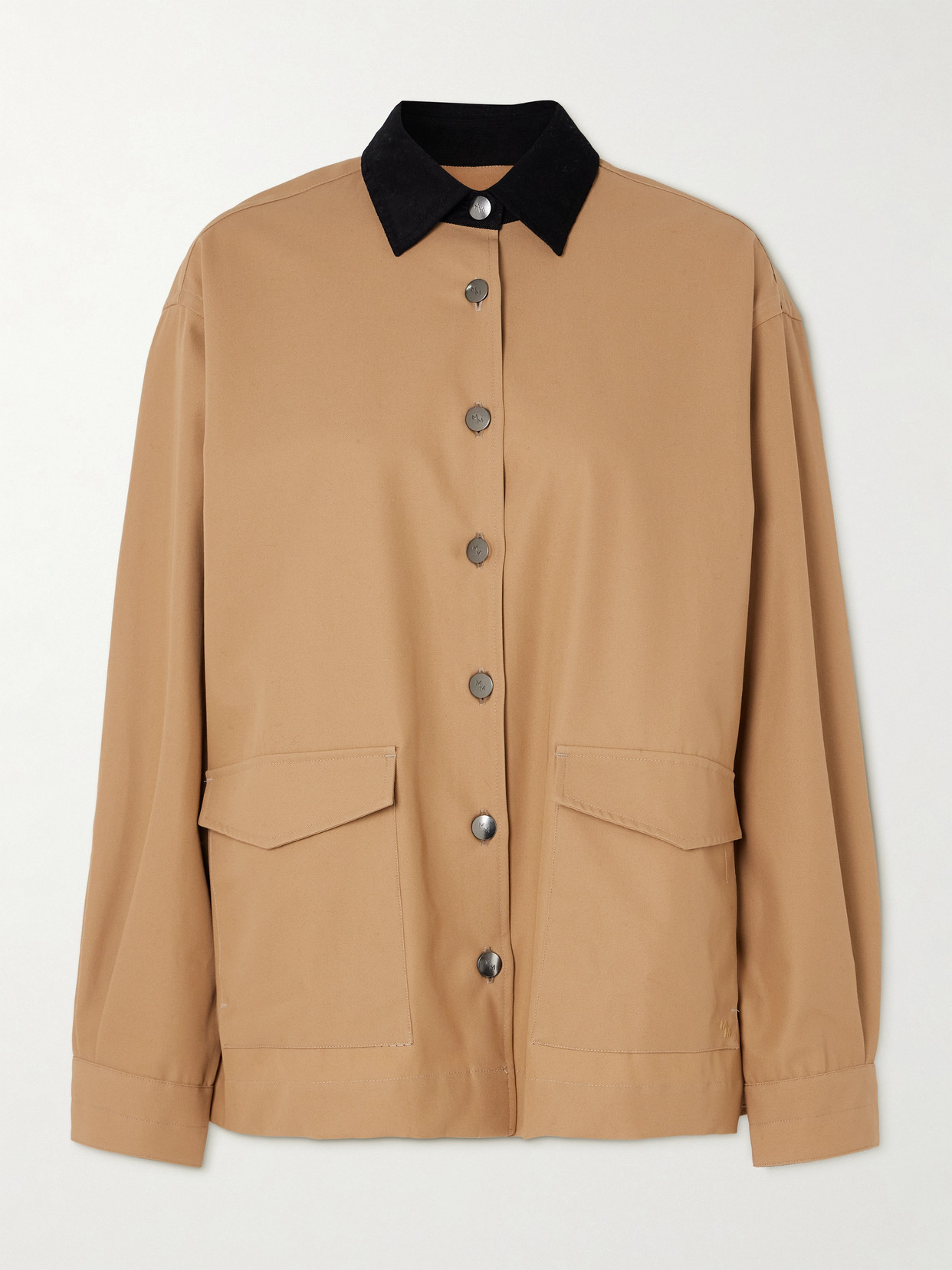 Maria Mcmanus Corduroy-trimmed Organic Cotton-twill Jacket In Brown
