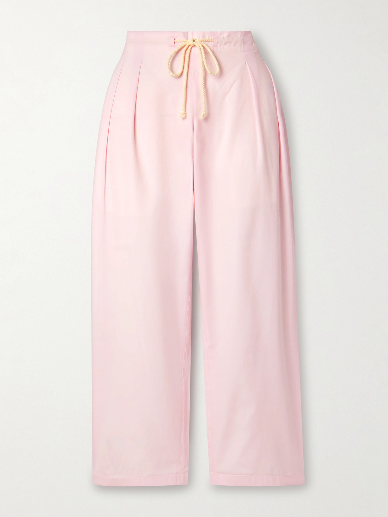 Maria Mcmanus Pleated Organic Cotton-poplin Tapered Pants In Pink