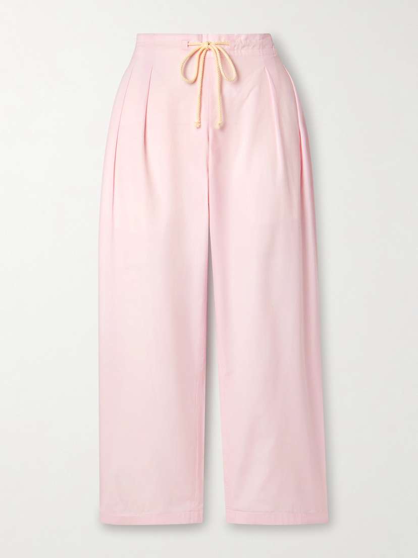 Maria McManus Pleated Organic Cotton-poplin Tapered Pants