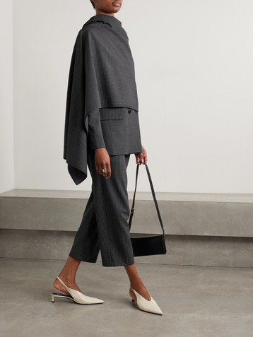 MARIA MCMANUS Double-breasted draped pinstriped wool-blend blazer