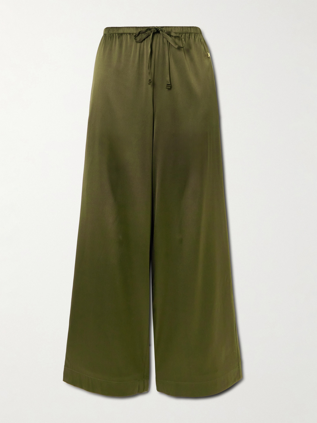 Éterne Brody Silk-blend Satin Wide-leg Pants In Green
