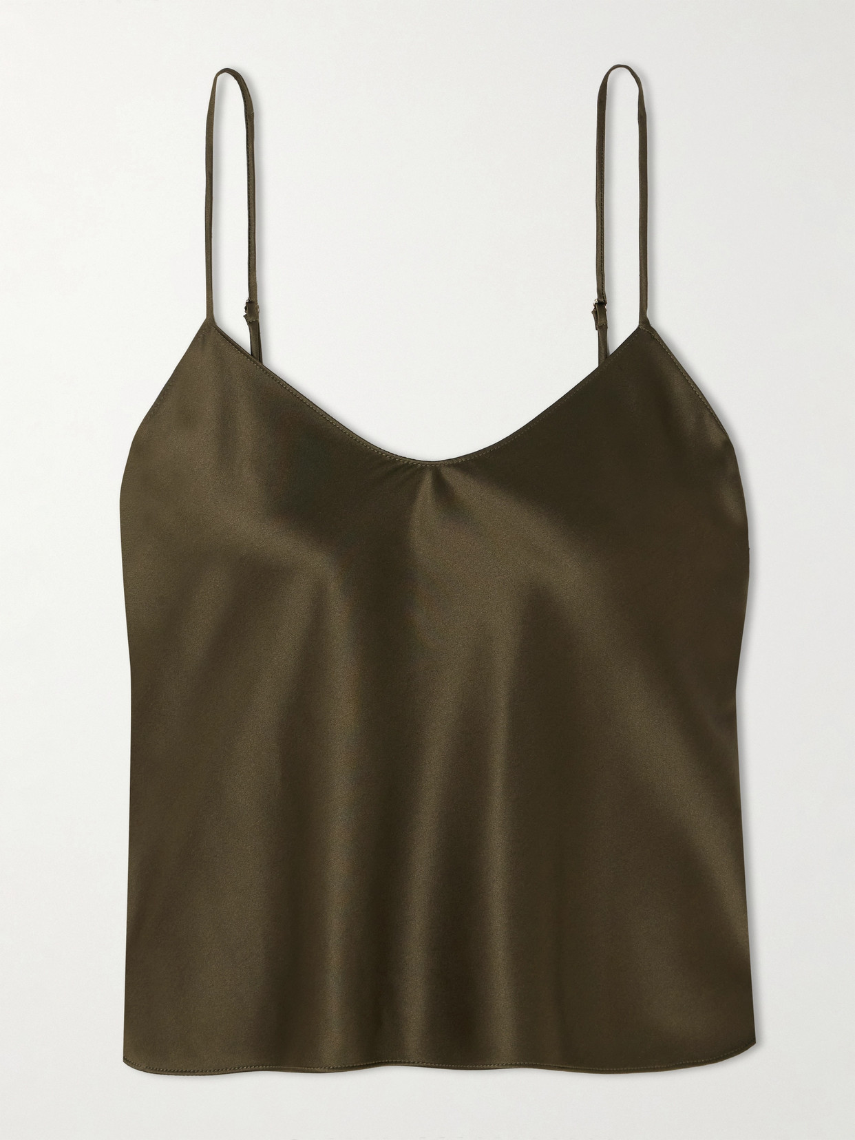Éterne Mila Silk-blend Satin Camisole In Green