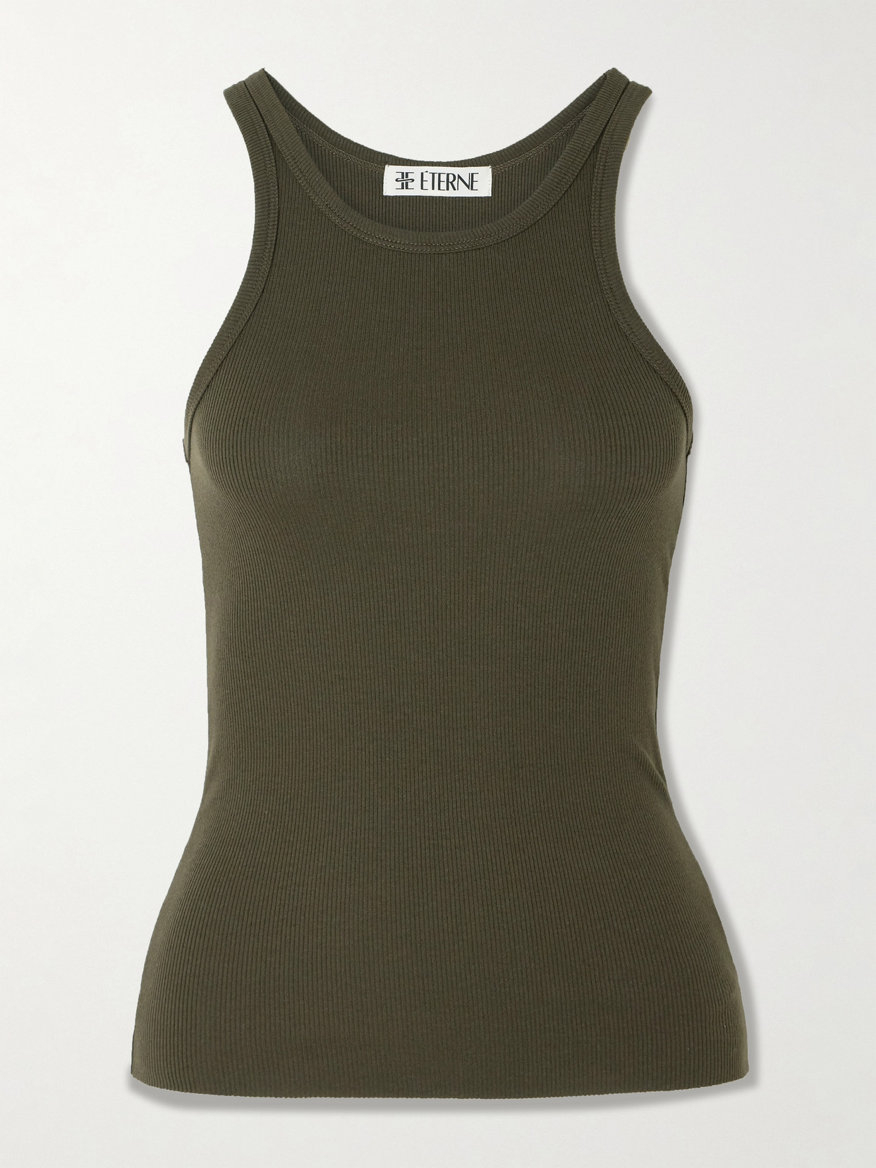 Éterne Ribbed Stretch-cotton And Modal-blend Tank In Green