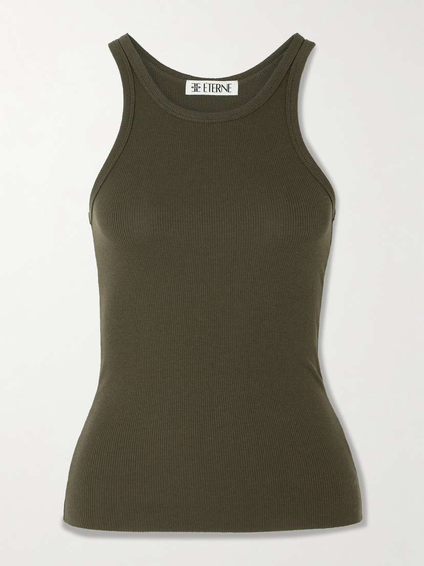 ÉTERNE Ribbed Stretch-cotton And Modal-blend Tank