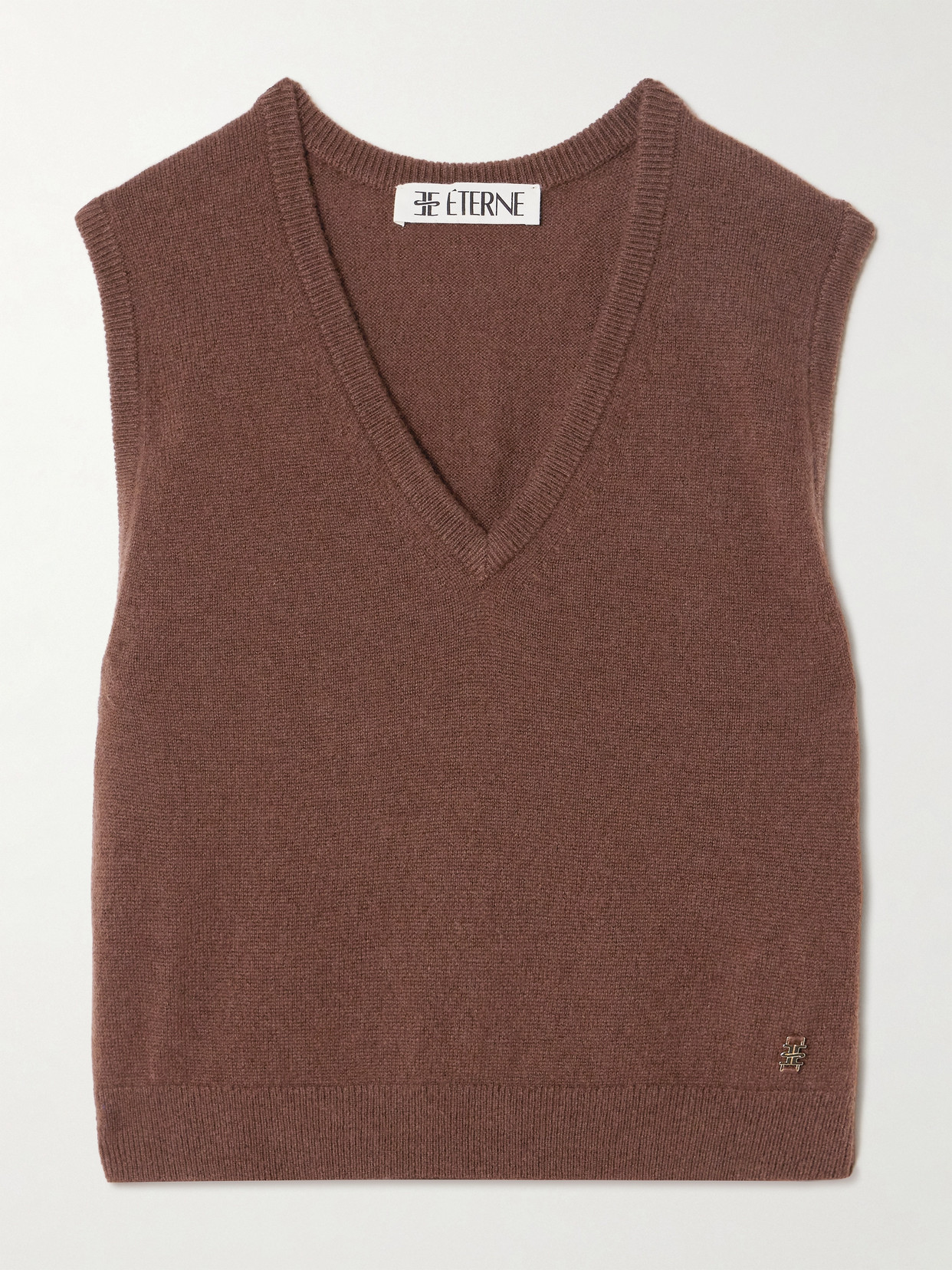 Éterne Lenny Cropped Embellished Cashmere Vest In Brown
