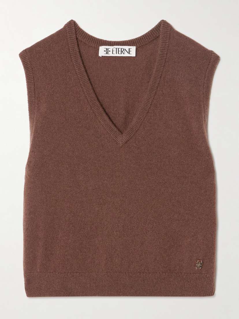 ÉTERNE Lenny Cropped Embellished Cashmere Vest