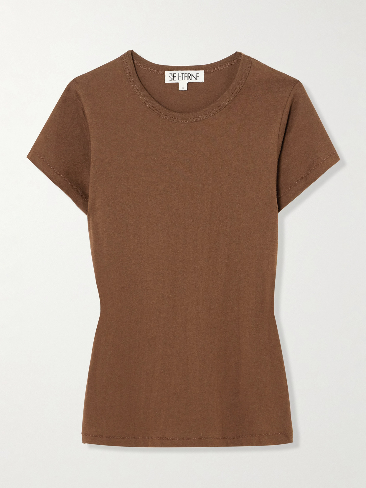Éterne Short Sleeve Baby Tee Cropped Cotton And Modal-blend Jersey T-shirt In Brown