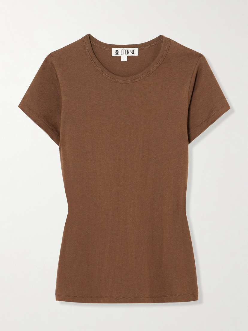 ÉTERNE Short Sleeve Baby Tee Cotton And Modal-blend Jersey T-shirt