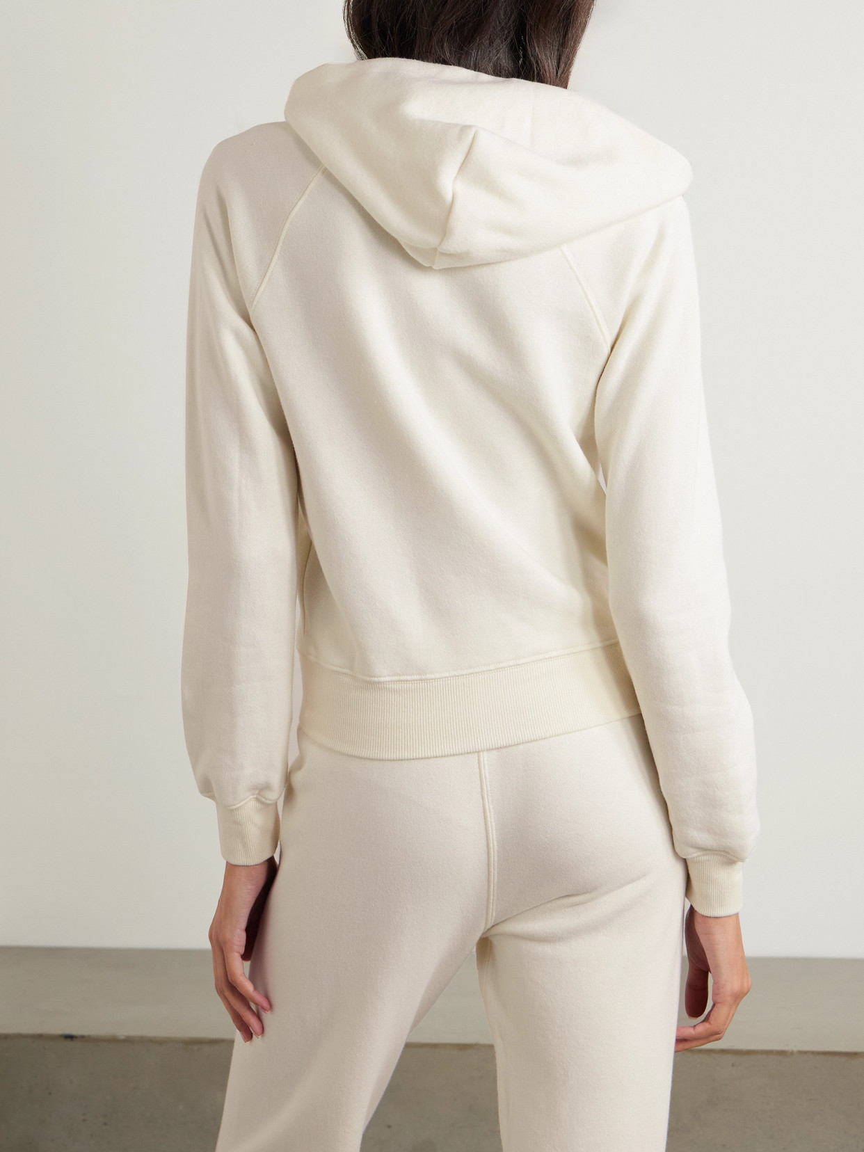 Shop Éterne Embroidered Cotton And Modal-blend Hoodie In Cream
