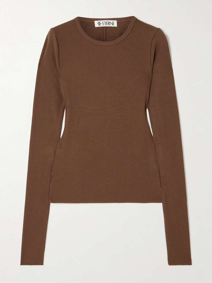 ÉTERNE Ribbed Stretch Cotton And Modal-blend Top