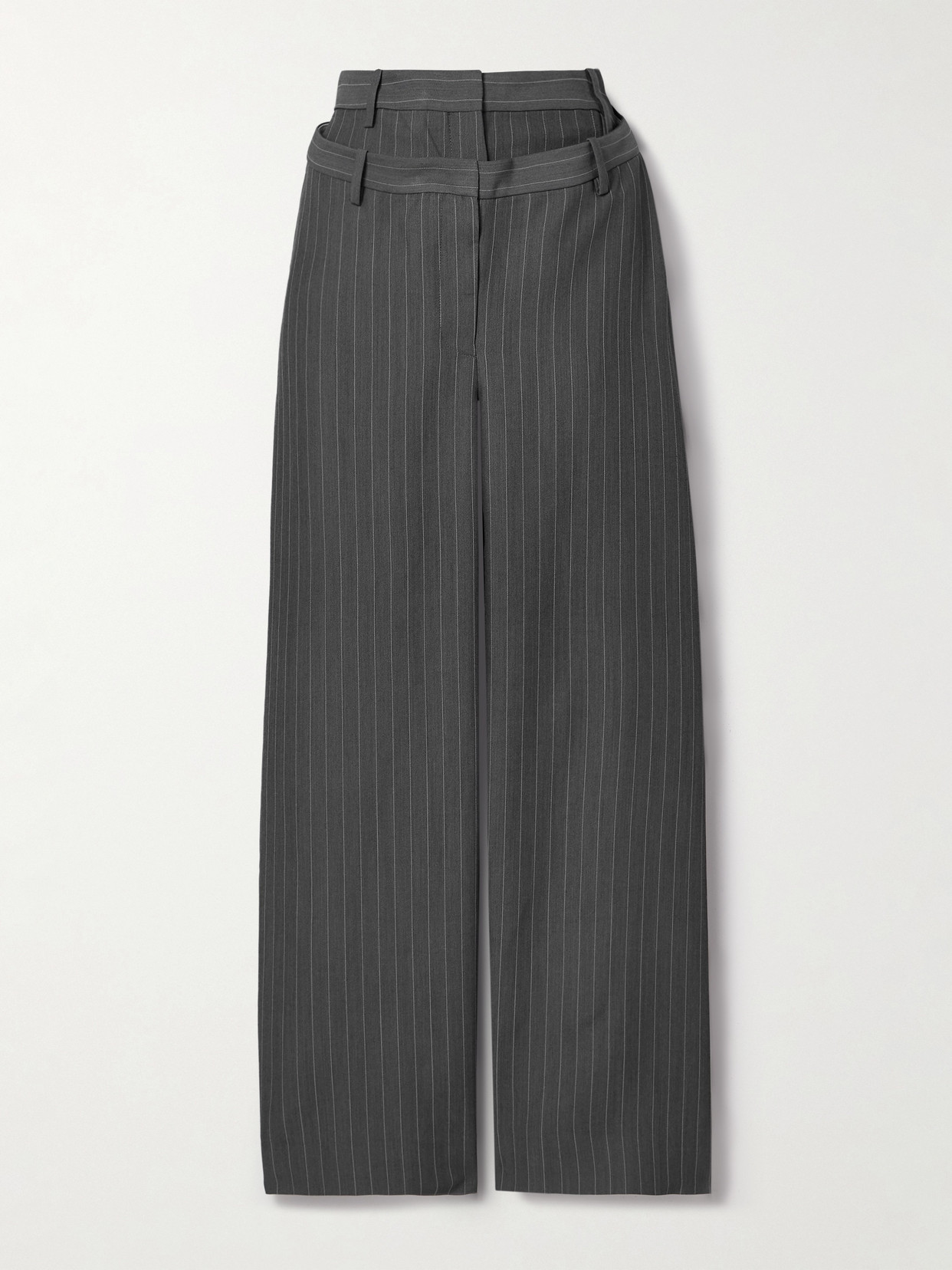 Acne Studios Layered Pinstriped Twill Wide-leg Pants In Gray