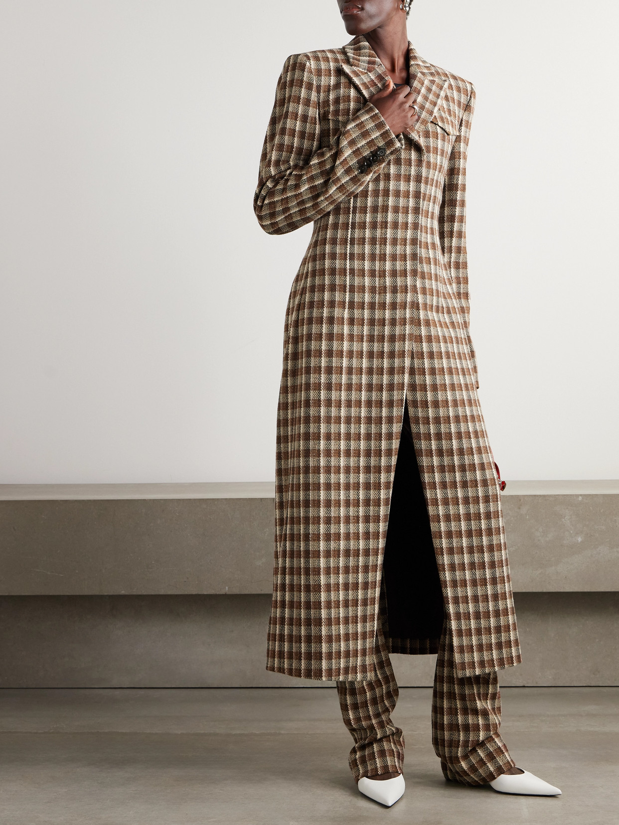 Checked Tweed Coat