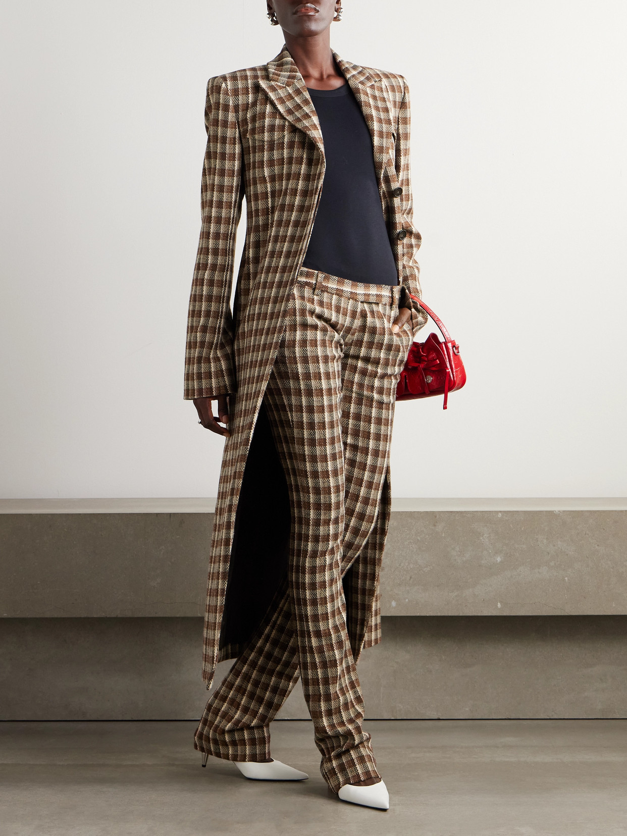 Checked Tweed Coat