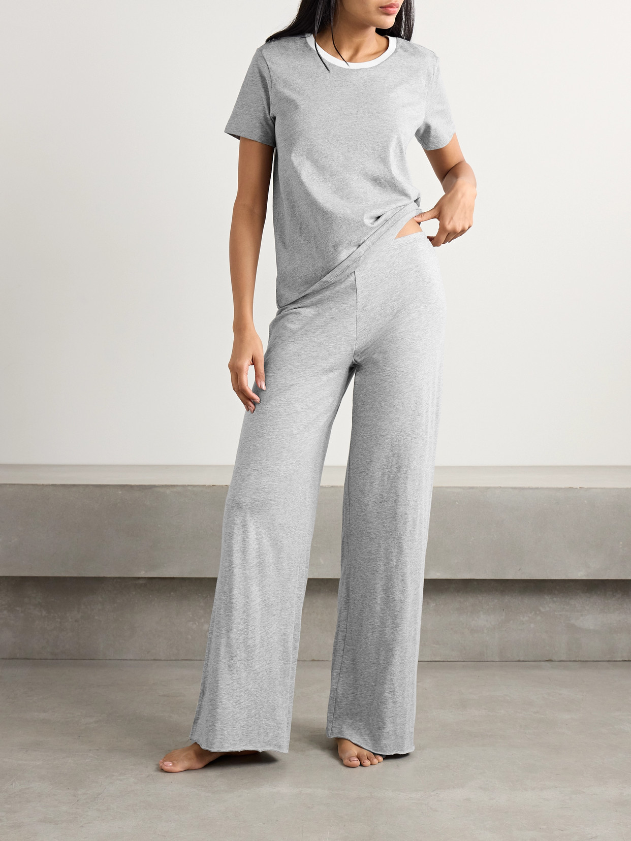 Skin Organic Pima Cotton Pajama Pants In Gray