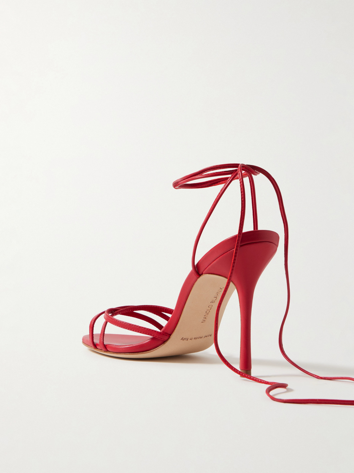 Manolo Blahnik Leva 105 Leather Sandals In Red