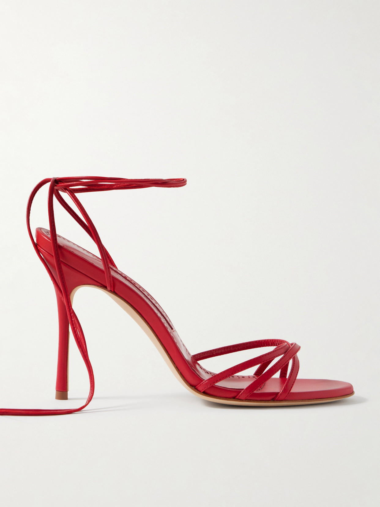 Manolo Blahnik Leva 105 Leather Sandals In Red