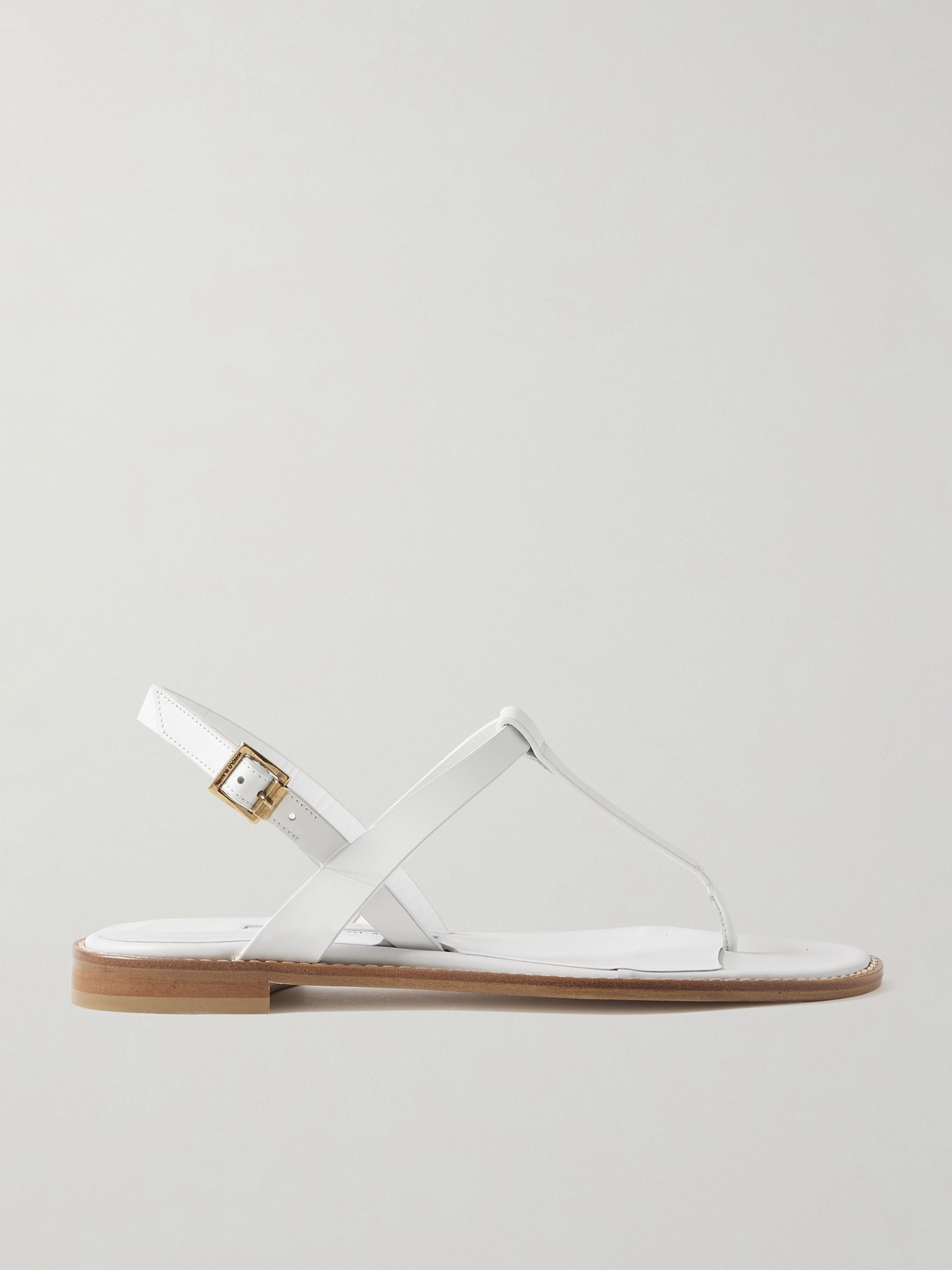 Manolo Blahnik Hata Leather Slingback Sandals In White