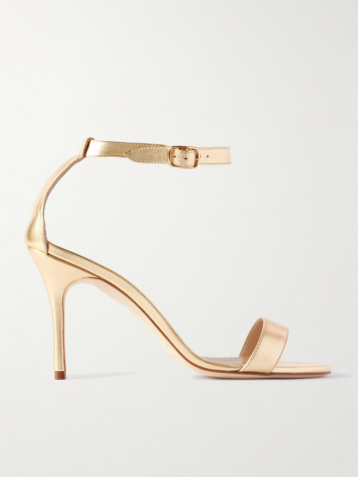 Manolo Blahnik - Chaos 90 Metallic Leather Sandals - Gold