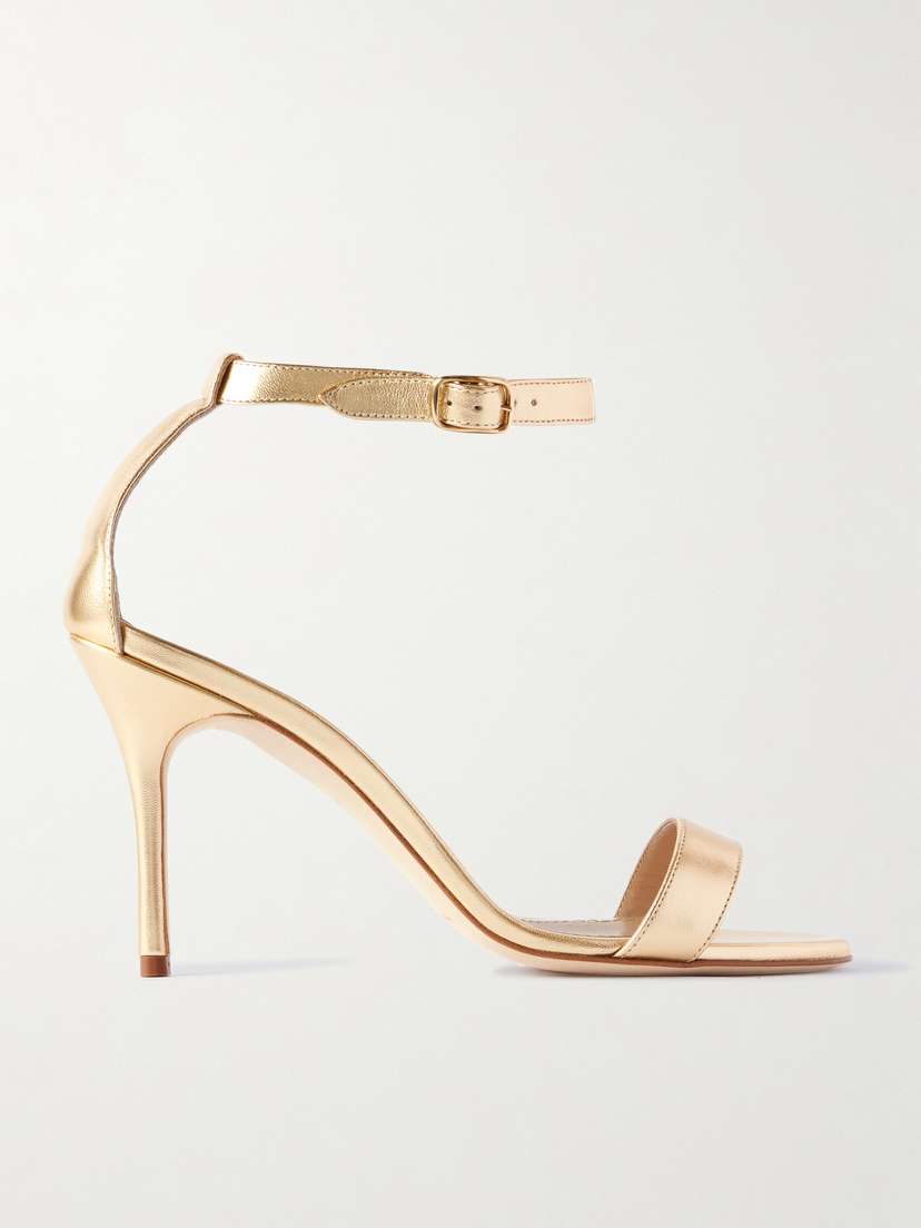 Manolo Blahnik Chaos 90 Metallic Leather Sandals