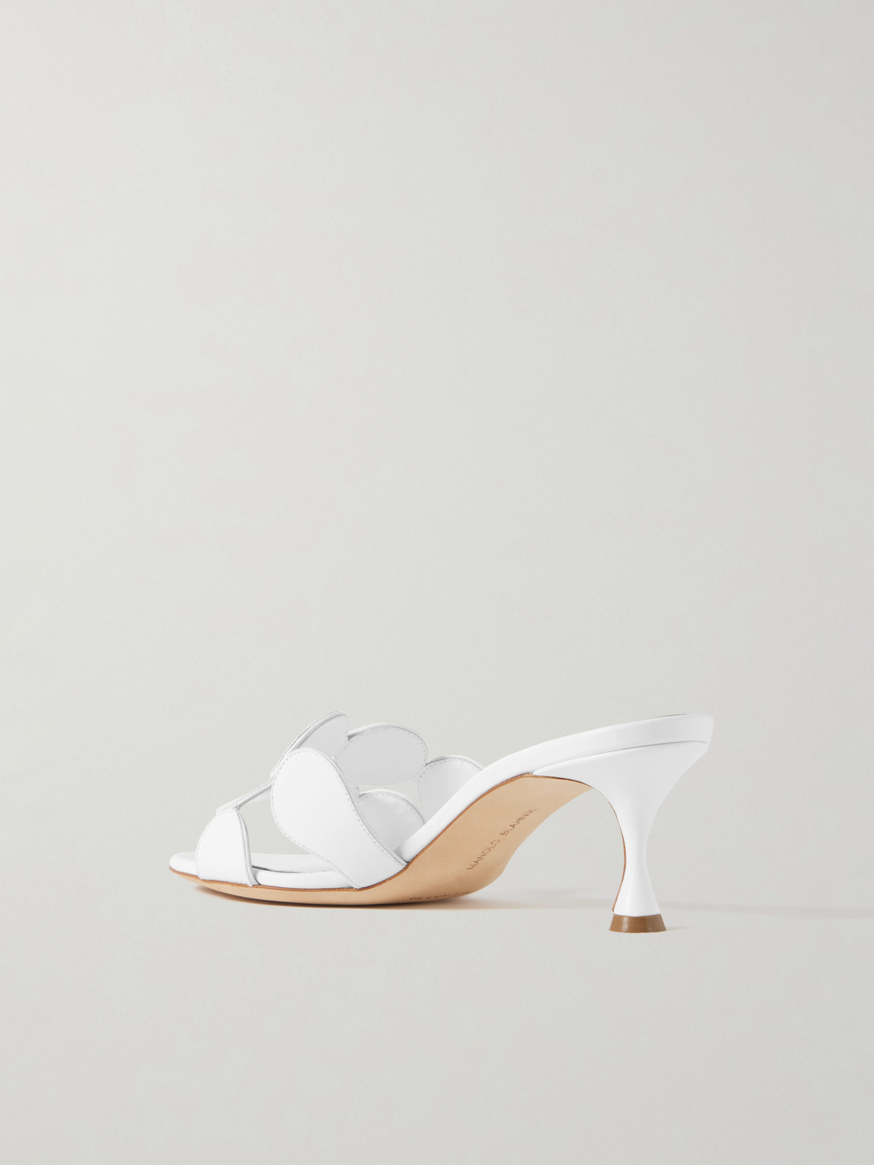 Manolo Blahnik Haribalmu Leather Slide Sandals In White