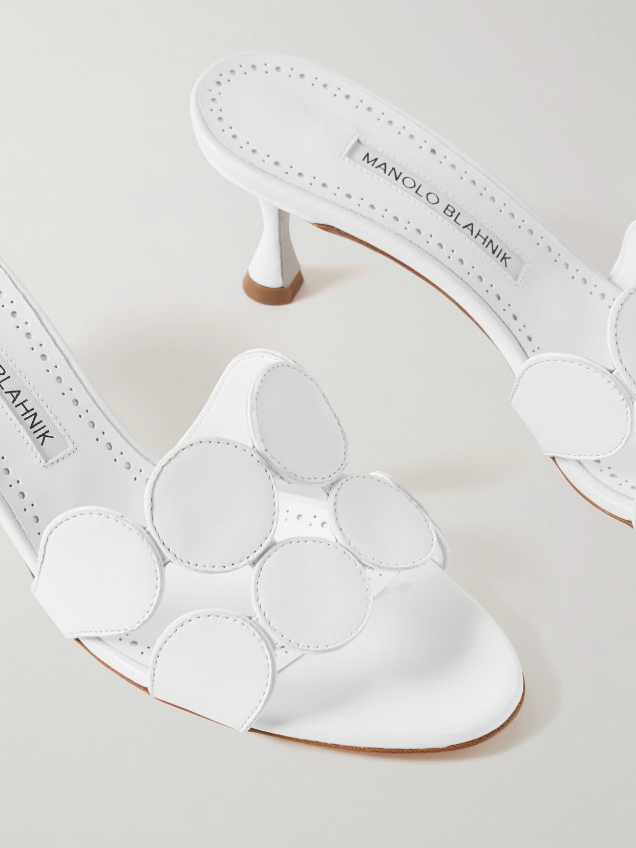 Manolo Blahnik Haribalmu Leather Slide Sandals In White