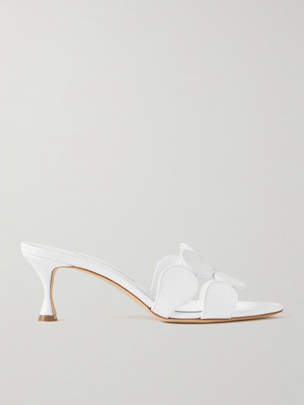 Manolo Blahnik Haribalmu Leather Slide Sandals In White