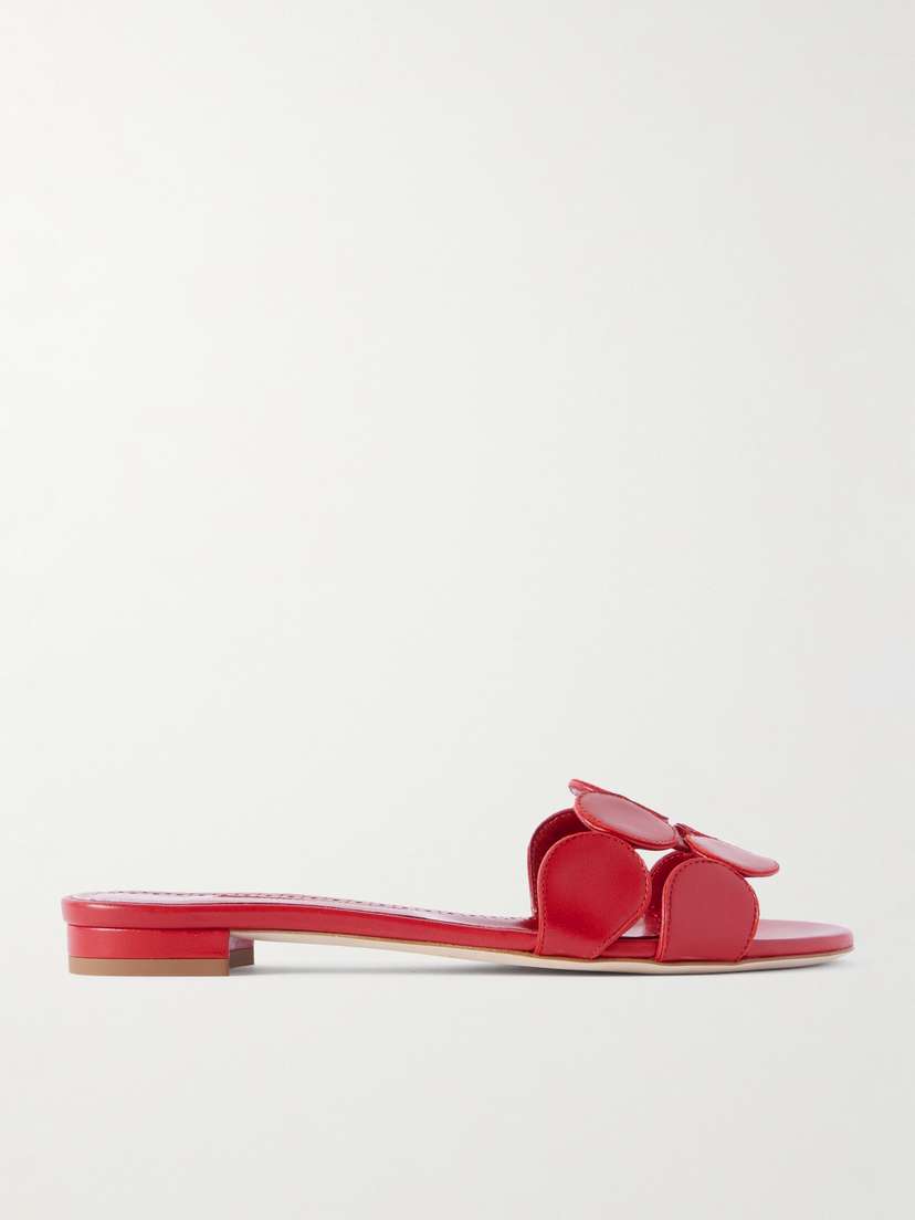 Manolo Blahnik Haribalmu 10 Cutout Leather Slides