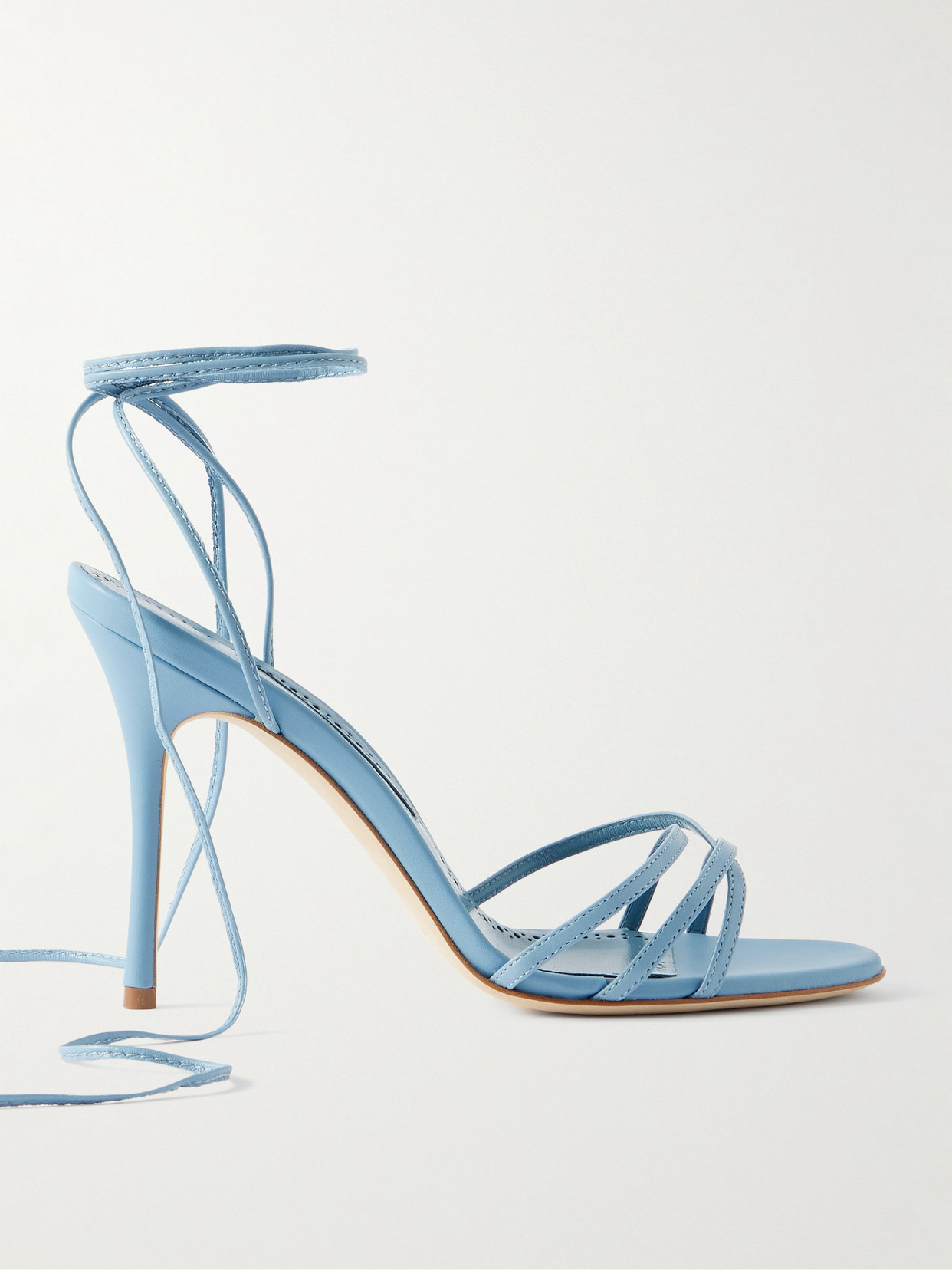 MANOLO BLAHNIK LEVA 105 LEATHER SANDALS