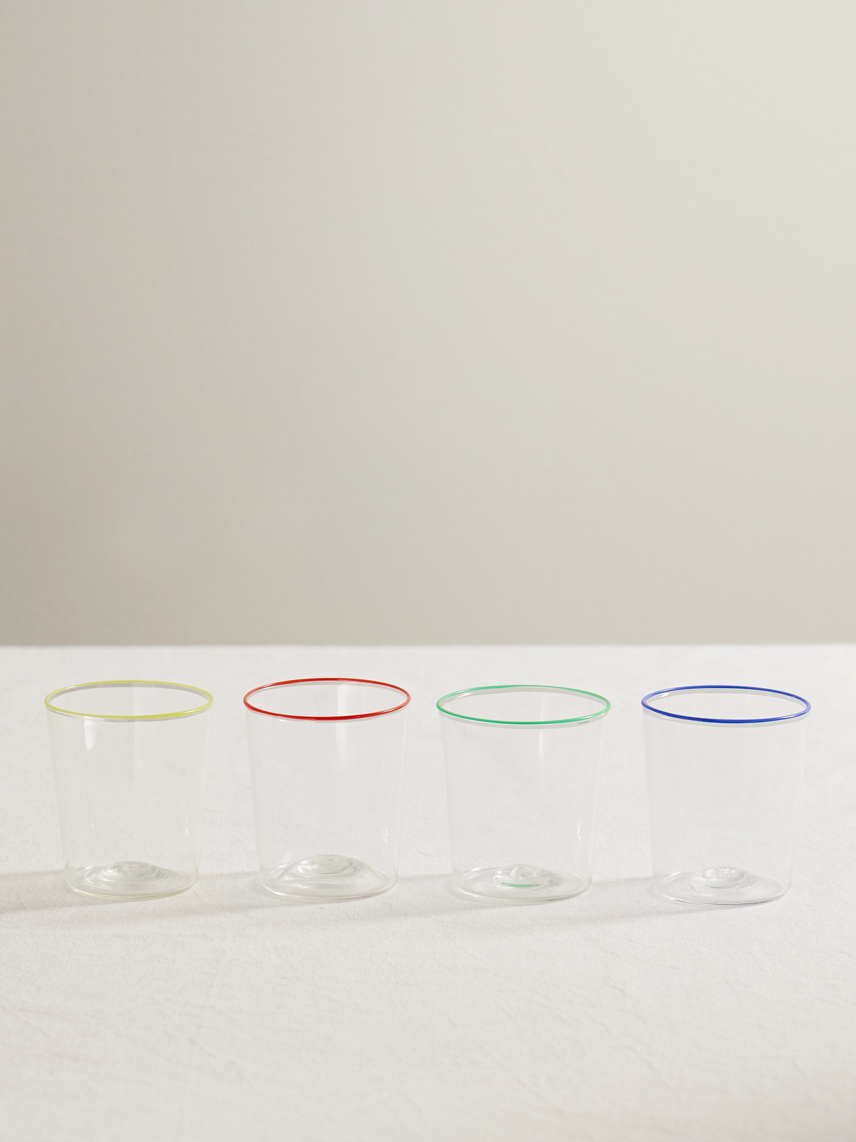 Yali Glass Set Of Four Striped Glasses In Colorless