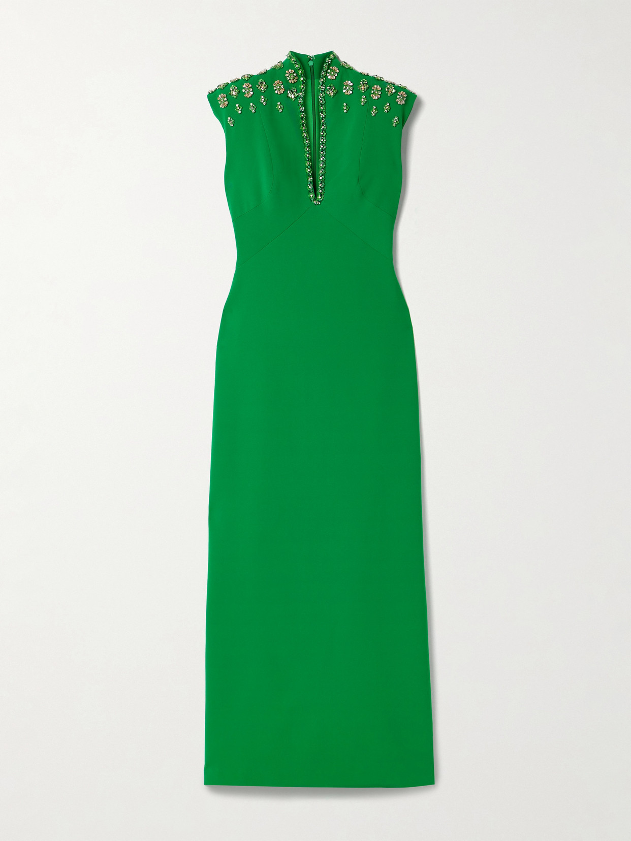 Sabina Bilenko Crepe Embellished Heather Midi Dress In Green