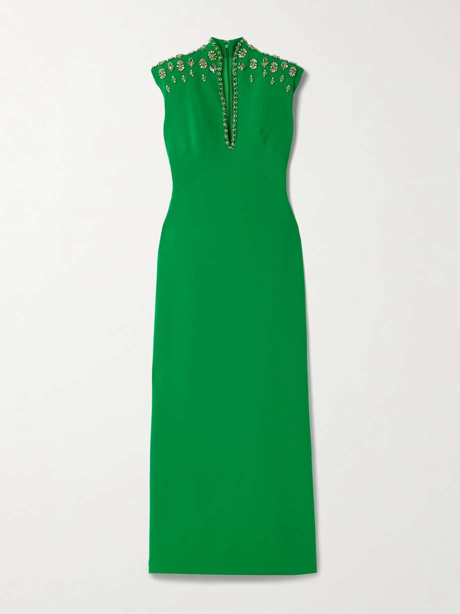 heather crystal-embellished crepe gown