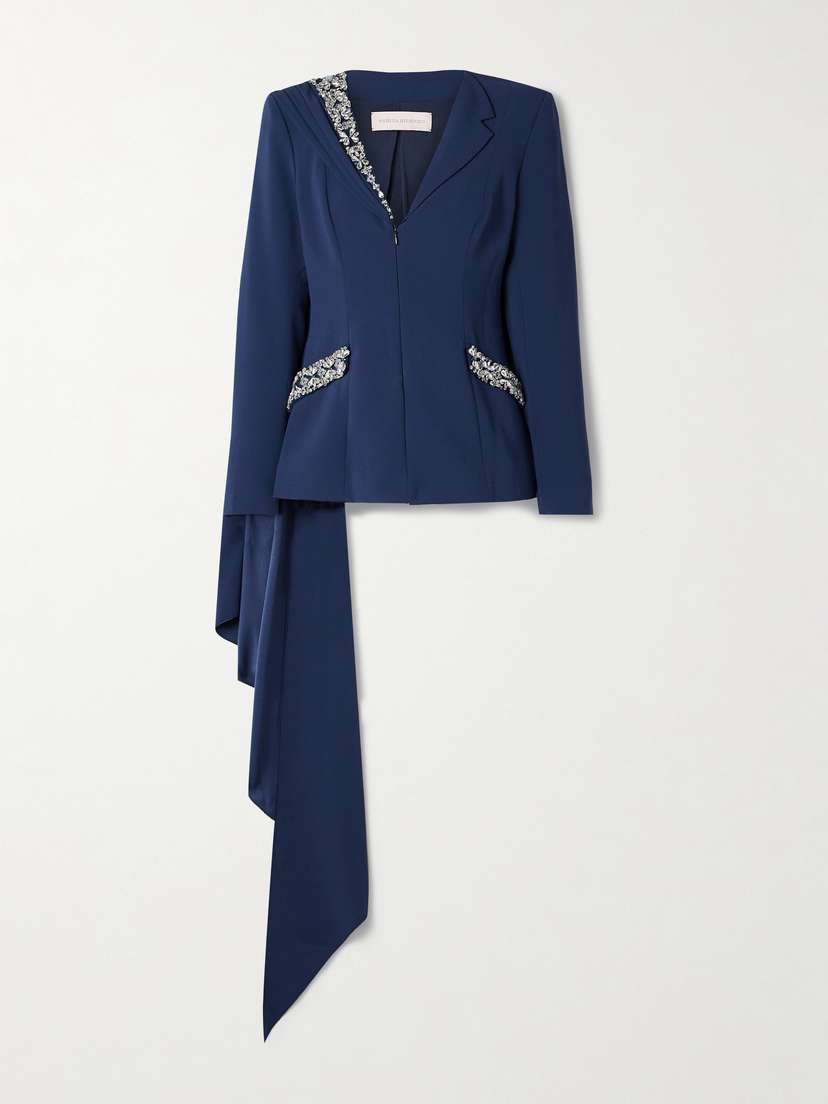 Sabina Bilenko Honey Cape-effect Crystal-embellished Crepe Jacket - UK 18