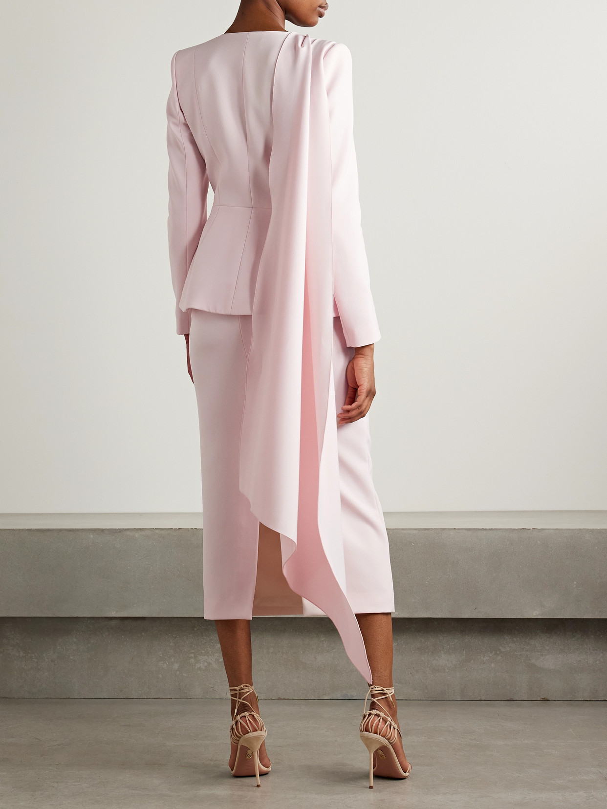 Sabina Bilenko Sabina Embellished Draped Crepe Jacket In Pink