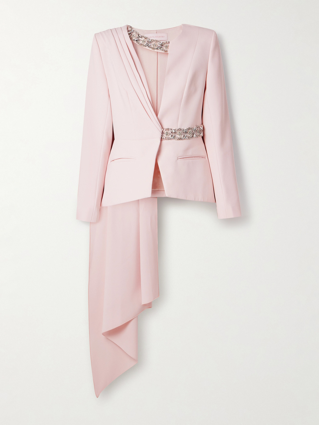 Sabina Bilenko - Sabina Embellished Draped Crepe Jacket - Pink
