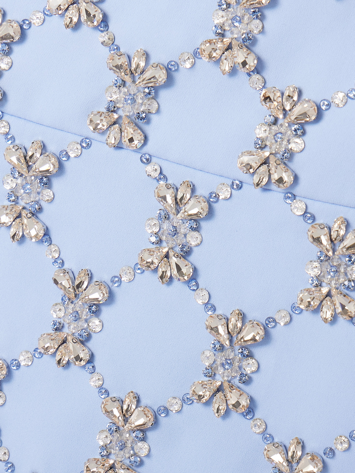 Sabina Bilenko Cody Chiffon And Crystal-embellished Silk-crepe Gown In Blue