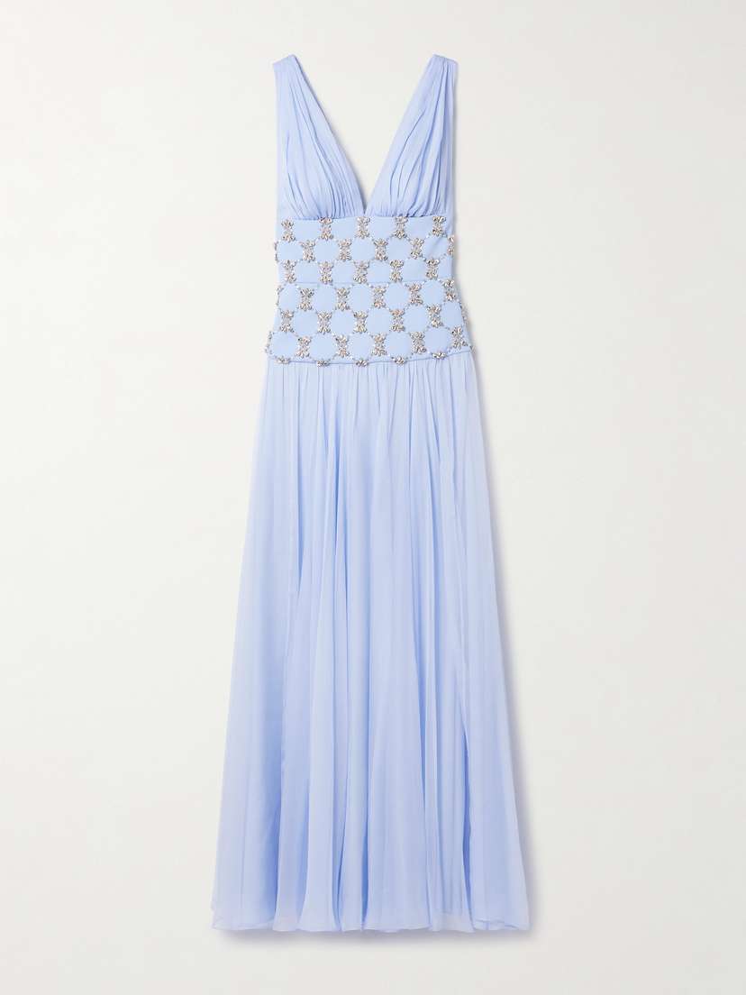 Sabina Bilenko Cody Chiffon And Crystal-embellished Silk-crepe Gown