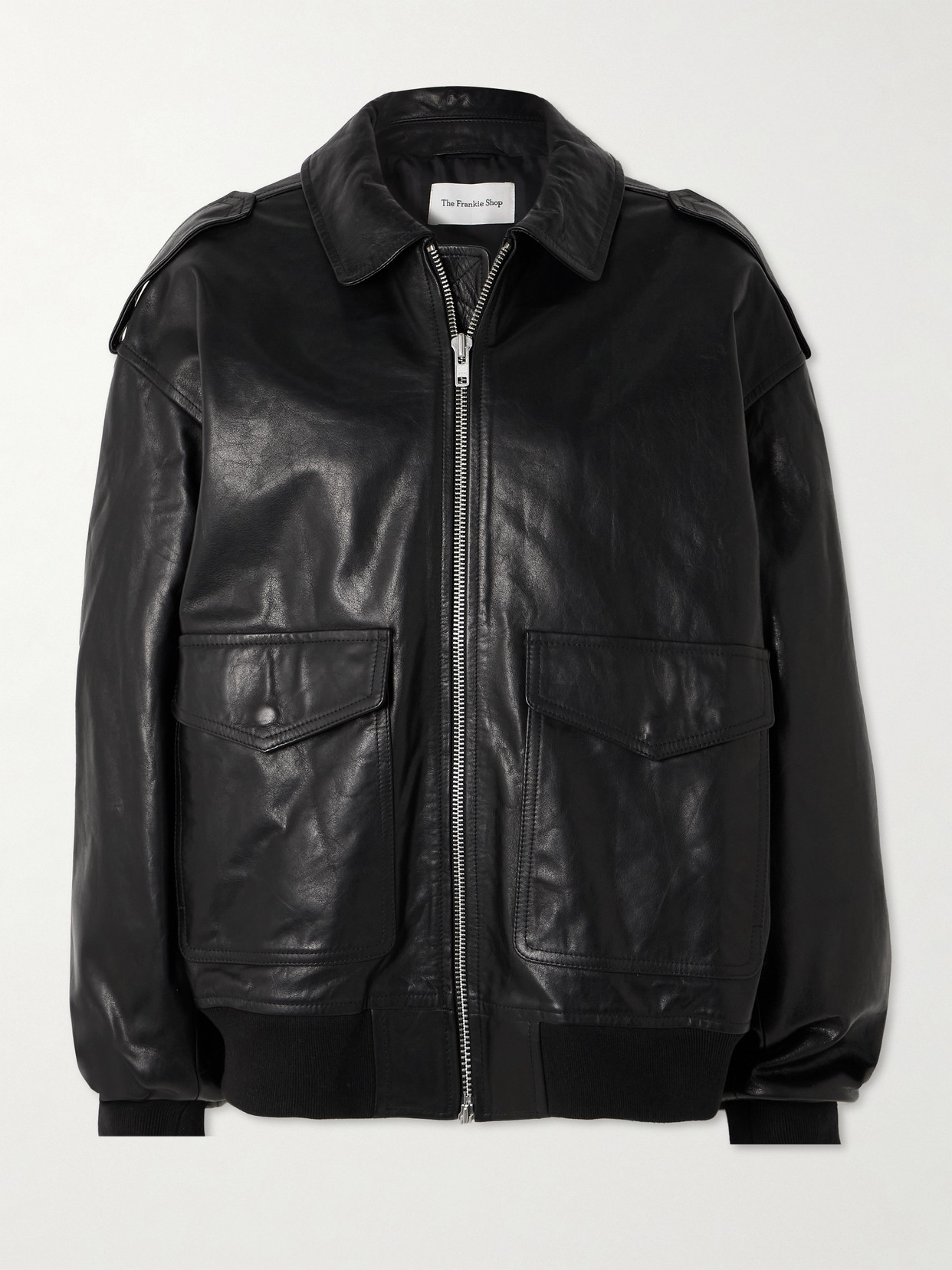 The Frankie Shop Viper Leather Jacket In Black