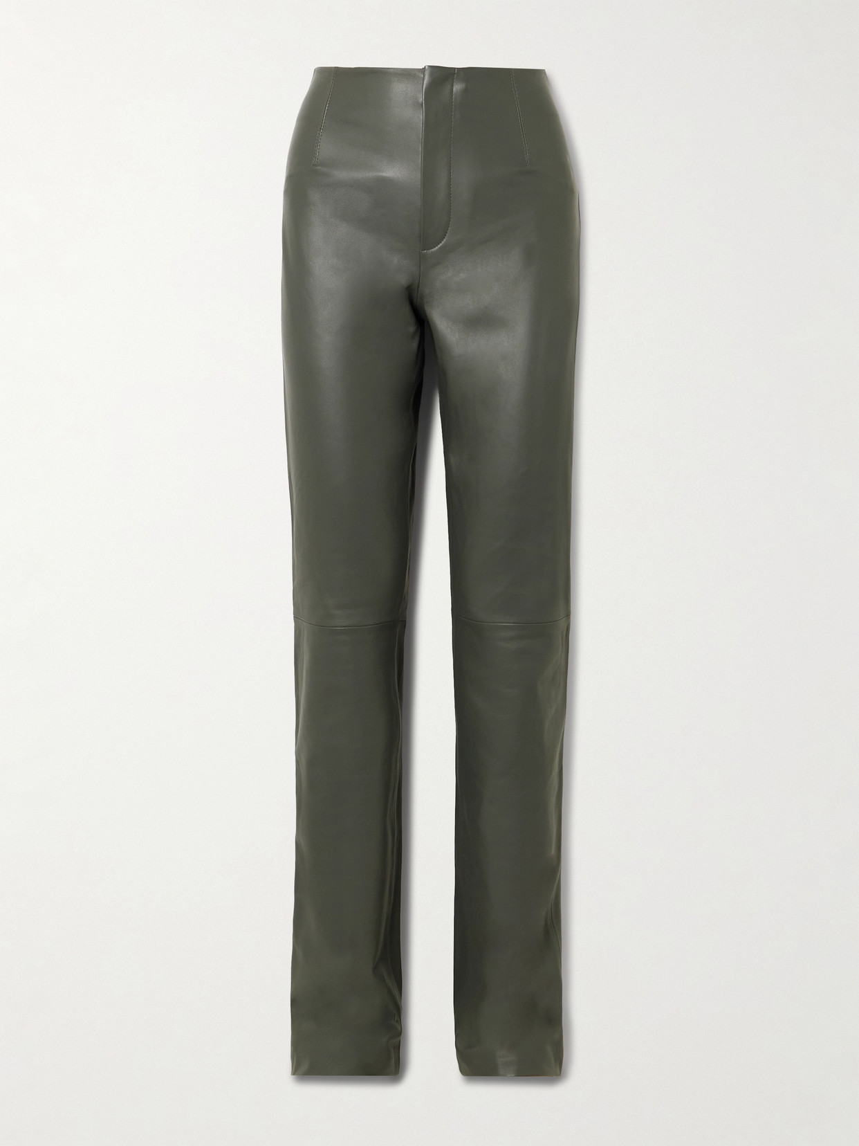 The Frankie Shop - Ziggy Darted Leather Straight-leg Pants - Gray